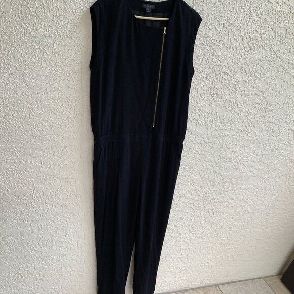 J. Crew Black JUMPSUIT Asymmetrical  Zipper Cap Sleeve  Sz 14T  TALL Sexy - Picture 6 of 12